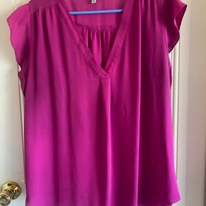 Chaus Fuchsia V-Neck Blouse